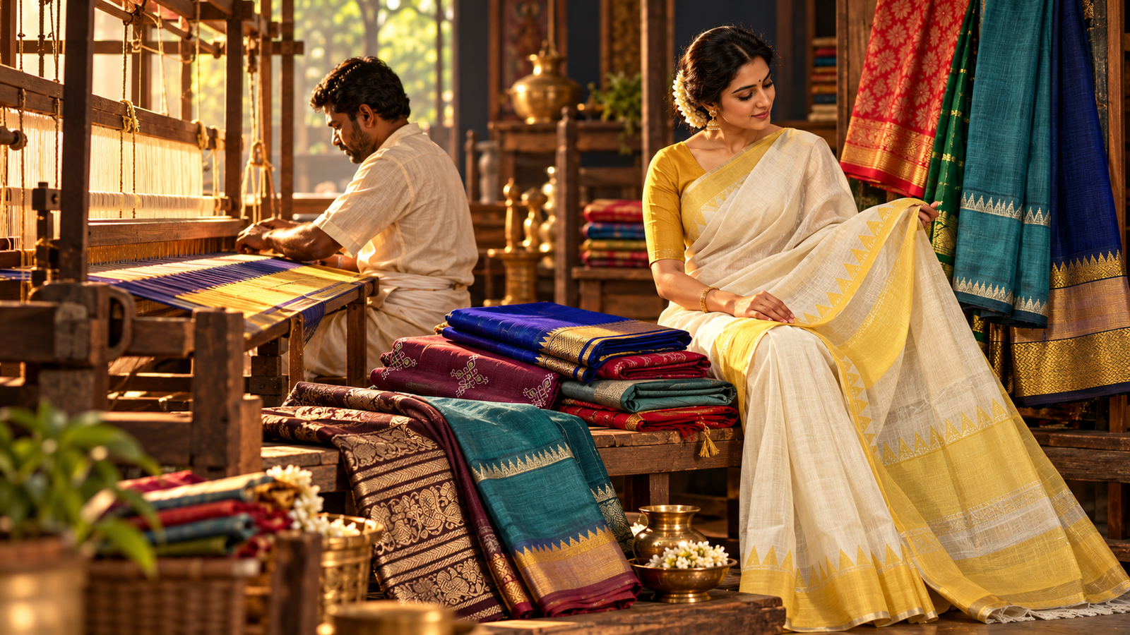 Illustrative handloom craftsmanship creative