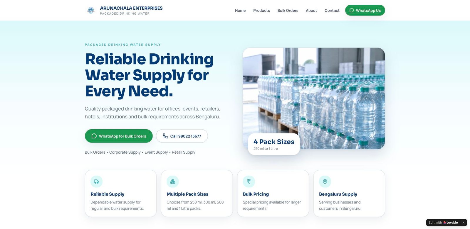 Arunachala Enterprises website homepage, built by DK Digital Marketing Services