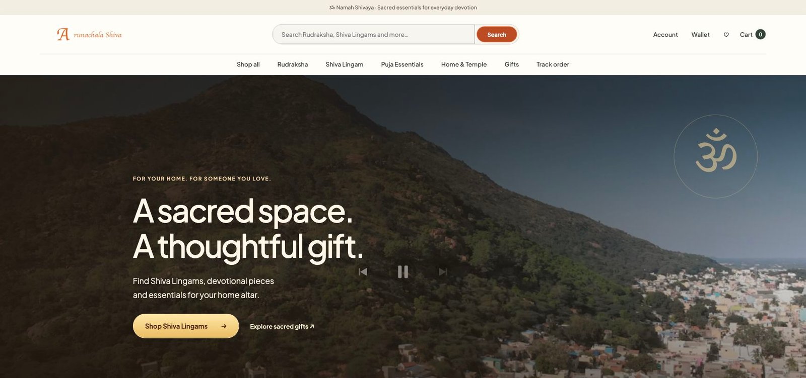 Arunachala Shiva website homepage, built by DK Digital Marketing Services