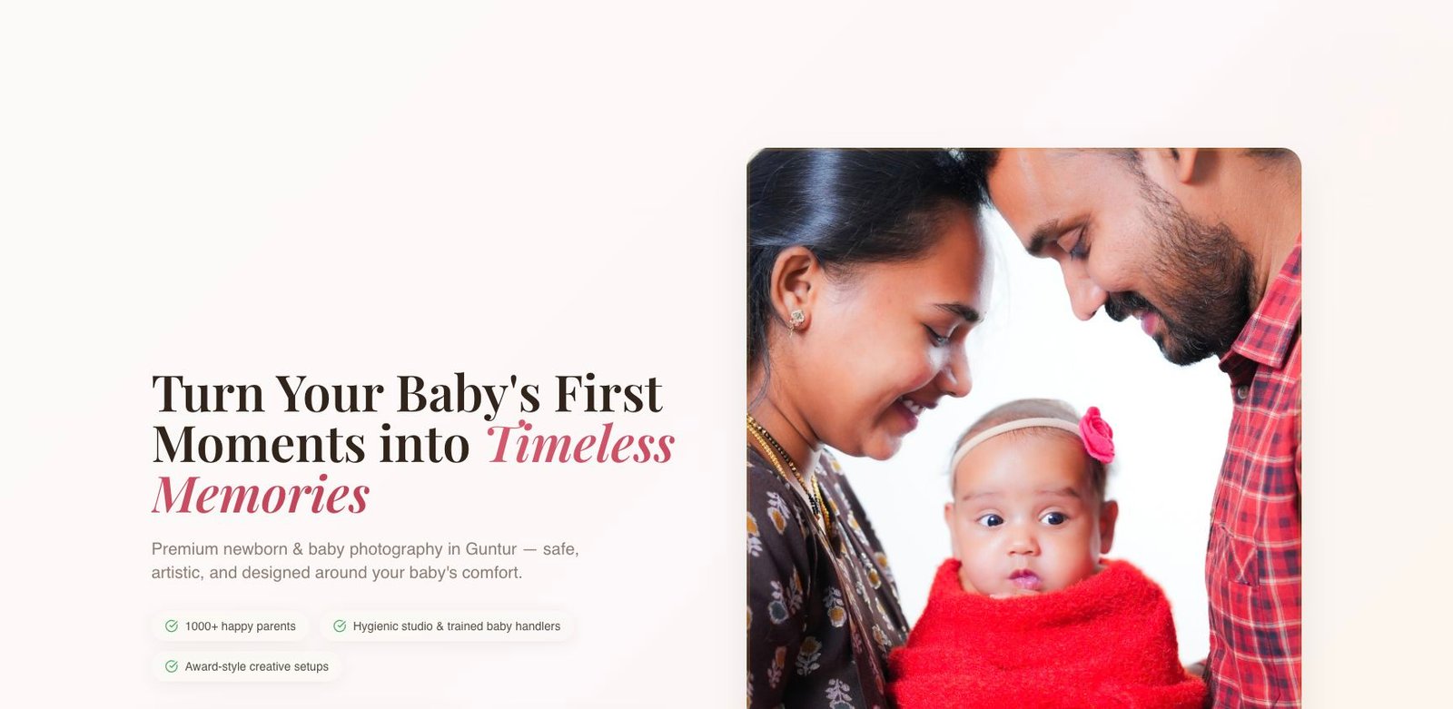 Baby Portrait Guntur website homepage, built by DK Digital Marketing Services